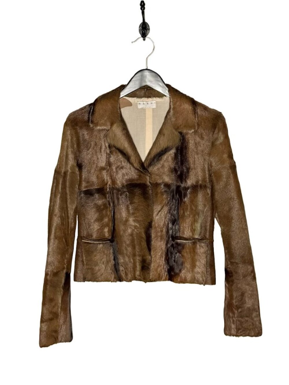 Marni Vintage Brown Dyed Fur Short Jacket